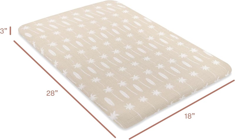 babyletto Muslin Baby Bassinet Sheets for Girls & Boys - GOTS Certified Breathable Organic Cotton Cover, 360° Fitted, Soft, Gentle, and Cozy Rectangle Bedside Bassinet Sheets - Beach Bum - Image 3
